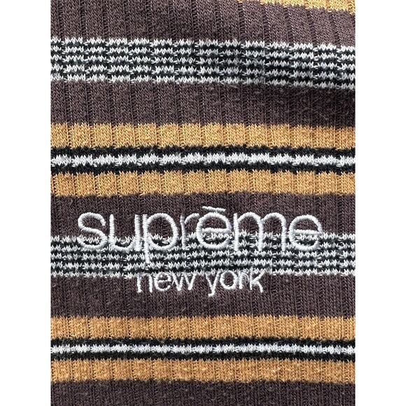 Supreme Long Sleeve Brown Tan Striped Shirt Men’s Size Large - Picture 4 of 7